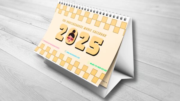 Unique 2025 calendar celebrating Malayalam movie nostalgia with fun and quirky designs.