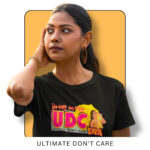 Black T-shirt with 'UDC' design, celebrating unique Malayali humor and attitude. ft. Kalpana