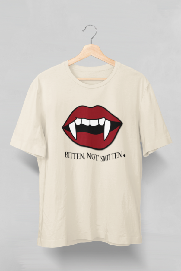 Bitten, Not Smitten T-shirt – Edgy graphic tee with bold typography for a fearless look