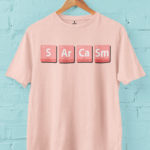 "SARCASM T-shirt – Funny chemistry-inspired graphic tee with periodic table font design""SARCASM T-shirt – Funny chemistry-inspired graphic tee with periodic table font design"